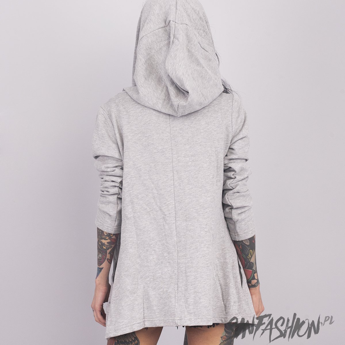BLUZA Urban Classics - HOODED CARDIGAN GREY