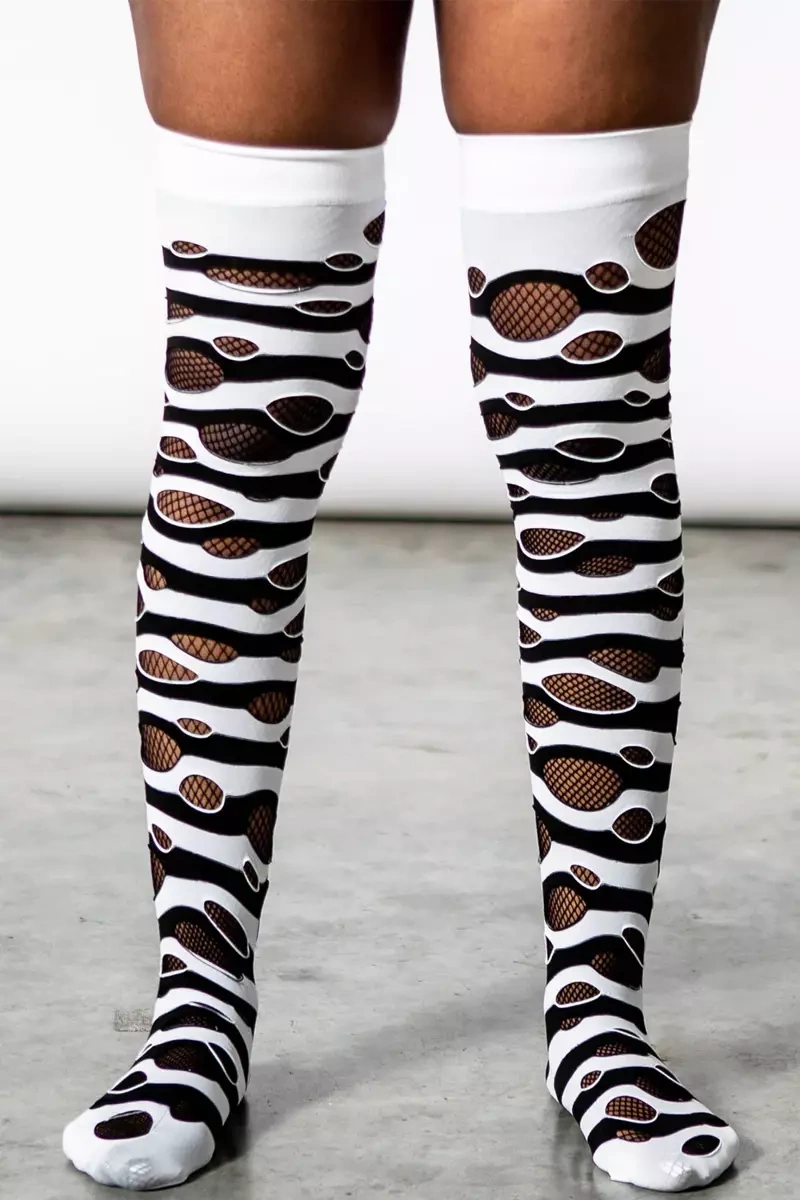 Podkolanówki Killstar Wretched Soul Distress Socks Black/white