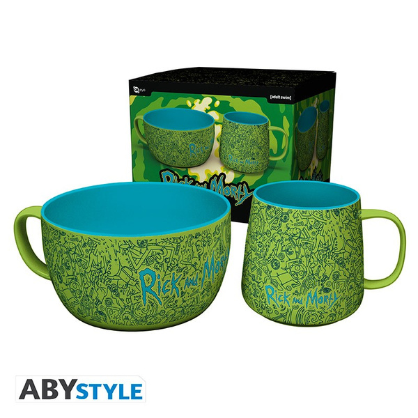 Zestaw RICK AND MORTY - Breakfast Set Mug + Bowl - Pattern