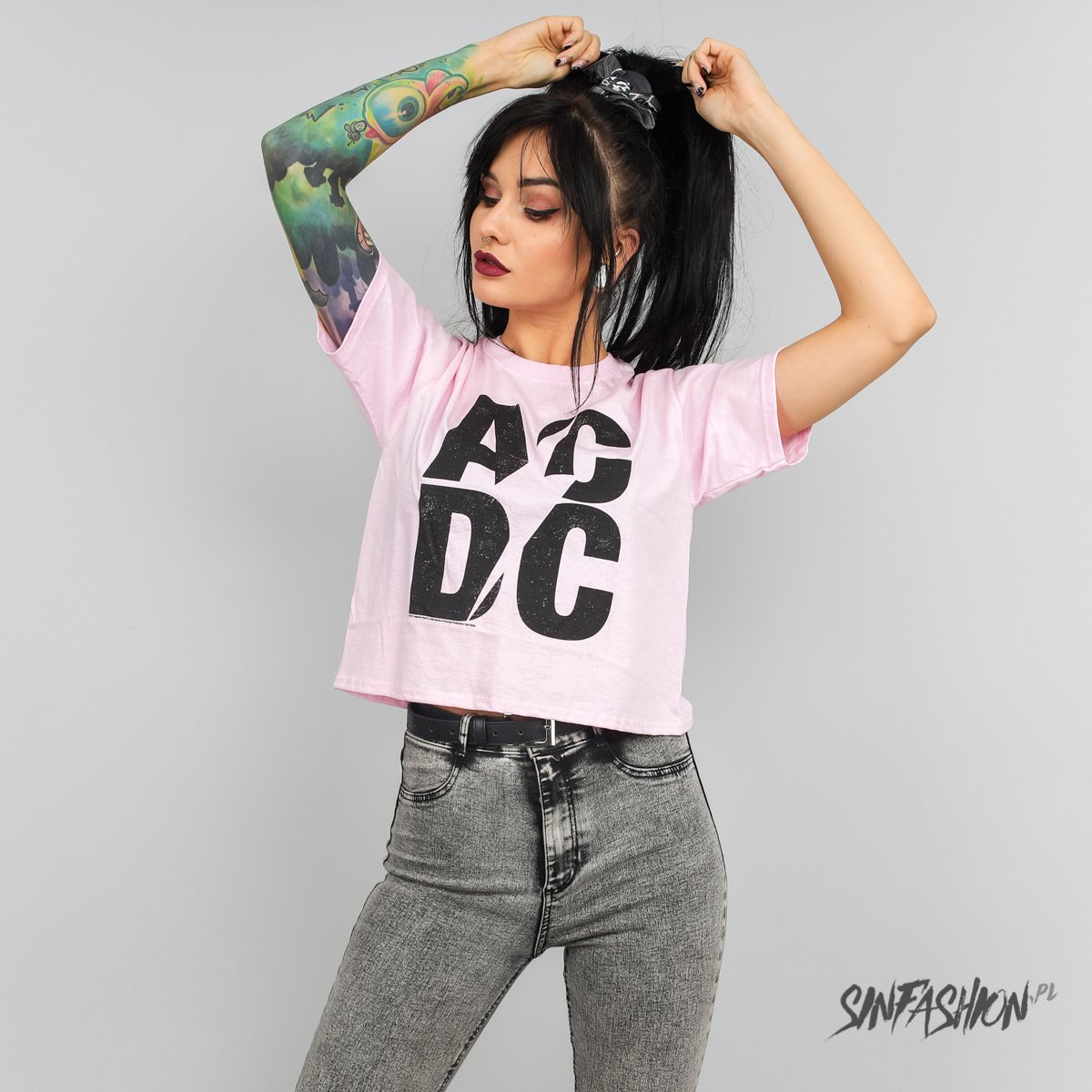 Top AC/DC Crop Logo Cid Merch z zespołami Sklep Sinfashion