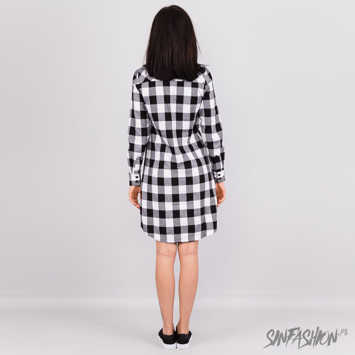 Sukienka Urban Classics Flanell Dress Blk/Wht