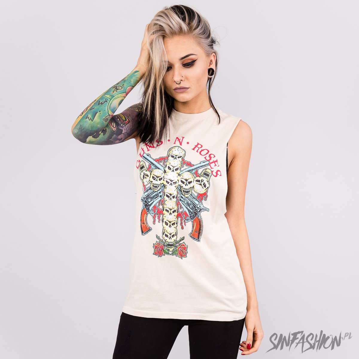 Tank Amplified Guns n Roses Skull Cross